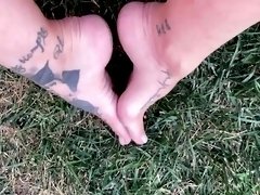Barefoot Outside Walking On A Grass Cute Teen Feet Trailer