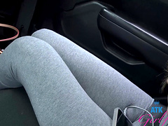 Long-haired beauty Alexia Anders shows off her nice ass in a car pov