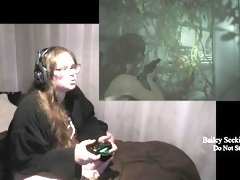 BBW Gamer Girl Drinks and Eats While Playing Resident Evil 2 Part 7