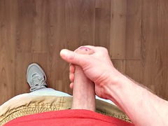 Sexy uncut cock rubbing hands